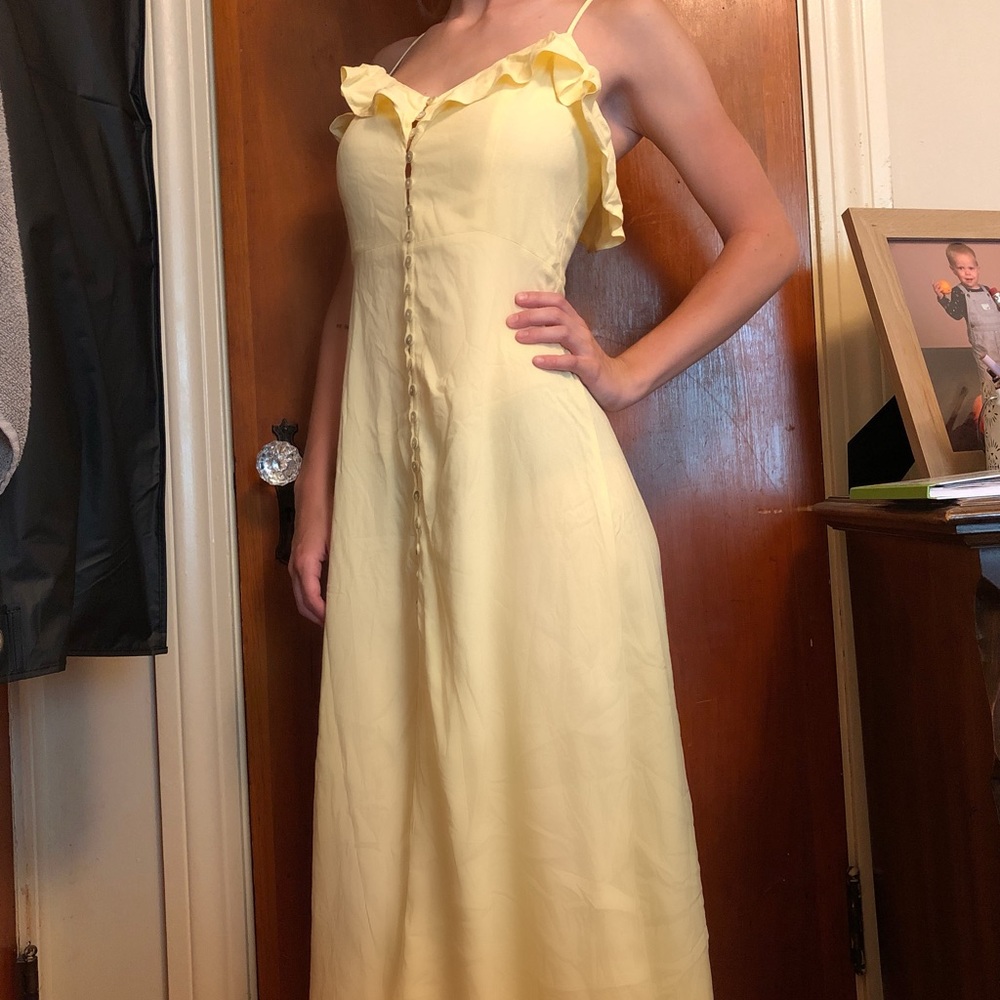 Yellow button up maxi dress!